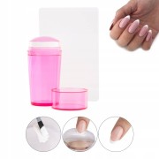 Tampon & Scraper Stamping Clear Pink Tampon & Scraper Stamping Clear Pink