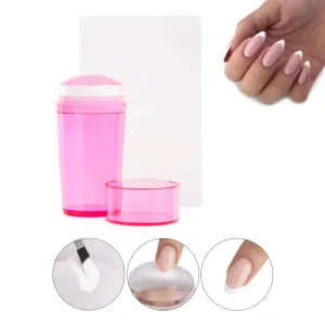 Tampon & Scraper Stamping Clear Pink Tampon & Scraper Stamping Clear Pink